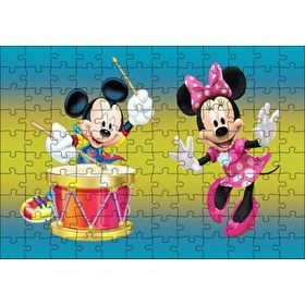 Cakapuzzle Mickey Mouse ve Davullu Minnie Mouse Mdf 120 Parça Puzzle