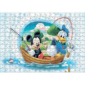 Cakapuzzle Mickey Mouse ve Donald Duck Tekne Balık Tutma Mdf 255 Parça Puzzle