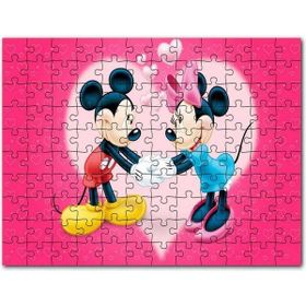 Cakapuzzle Mickey ve Minnie Mouse Aşk Çifti Kırmızı Kalpli 120 Parça Puzzle
