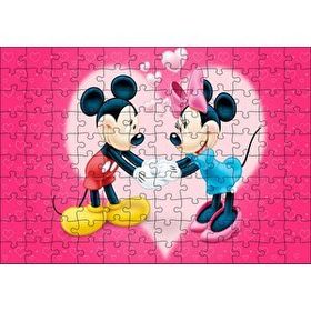 Cakapuzzle Mickey ve Minnie Mouse Aşk Çifti Kırmızı Kalpli 120 Parça Puzzle