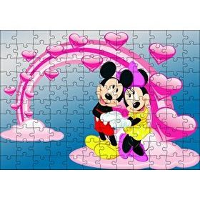 Cakapuzzle Mickey Ve Minnie Mouse Fotoğraf Aşk 120 Parça Ahşap Puzzle