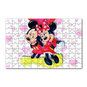 Cakapuzzle Mickey ve Minnie Mouse Illüstrasyon Pembe 120 Parça Puzzle