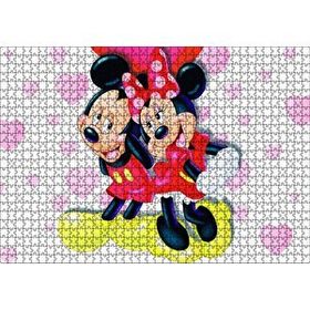 Cakapuzzle Mickey ve Minnie Mouse Illüstrasyon Pembe 120 Parça Puzzle