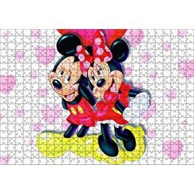 Cakapuzzle Mickey ve Minnie Mouse Illüstrasyon Pembe 120 Parça Puzzle