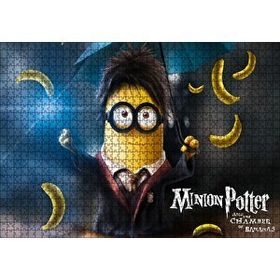 Cakapuzzle Minnion Potter Şemsiye Ve Muzlar Görsel 120 Parça Ahşap Puzzle