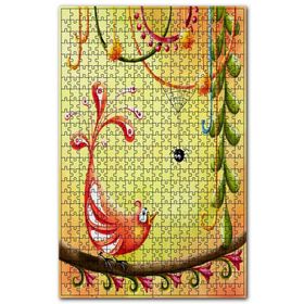 Cakapuzzle Minyatür Boyama Daldaki Kuş ve Örümcek Ahşap 255 Parça Puzzle