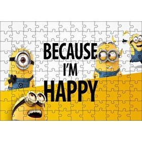 Cakapuzzle Minyonlar Çünkü Mutluyum Yazılı 120 Parça Ahşap Puzzle