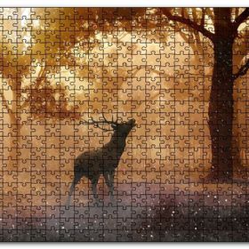 Cakapuzzle Mistik Orman Güneş Işıkları ve Geyik Mdf 1000 Parça Puzzle