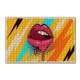 Cakapuzzle Modern Sanat Boyama Kadın Dudakları 120 Parça Ahşap Puzzle