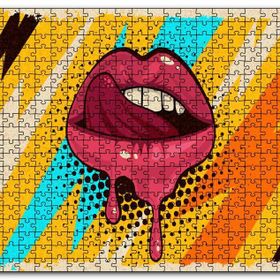 Cakapuzzle Modern Sanat Boyama Kadın Dudakları Mdf 1000 Parça Puzzle