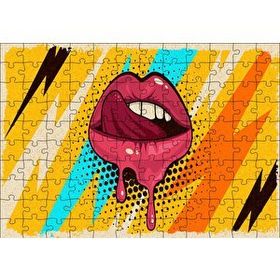 Cakapuzzle Modern Sanat Boyama Kadın Dudakları Mdf 120 Parça Puzzle