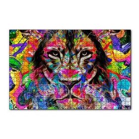 Cakapuzzle Modern Sanat Rekli Boyama Aslan Figür 120 Parça Ahşap Puzzle