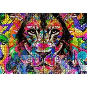 Cakapuzzle Modern Sanat Rekli Boyama Aslan Figür 120 Parça Ahşap Puzzle