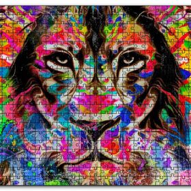 Cakapuzzle Modern Sanat Rekli Boyama Aslan Figür Mdf 1000 Parça Puzzle