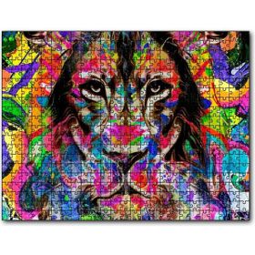 Cakapuzzle Modern Sanat Rekli Boyama Aslan Figür Mdf 1000 Parça Puzzle