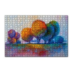 Cakapuzzle Modern Sanat Renkli Ağaç Doğa Görseli 120 Parça Ahşap Puzzle