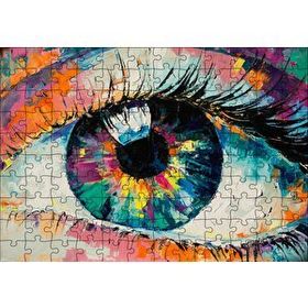 Cakapuzzle Modern Sanat Renli Boyama Kadın Gözü 120 Parça Ahşap Puzzle