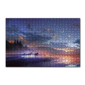 Cakapuzzle Mor Bulutlu Gökler ve Göl Kıyısında Koşan Atlar 120 Parça Ahşap Puzzle