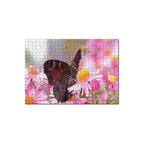 Cakapuzzle Mor Çiçeklerin Üzerindeki Kahverengi Kelebek 255 Parça Puzzle