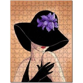 Cakapuzzle Mor Çiçekli Şapkalı Kadın Görseli 120 Parça Puzzle