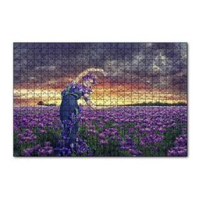 Cakapuzzle Mor Laleler Mor Elbiseli Kadın Mor Gökler 120 Parça Ahşap Puzzle