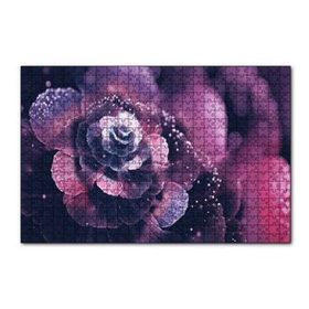 Cakapuzzle Mor Ve Beyaz Soyut Çiçek Görseli 120 Parça Ahşap Puzzle