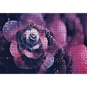Cakapuzzle Mor Ve Beyaz Soyut Çiçek Görseli 120 Parça Ahşap Puzzle