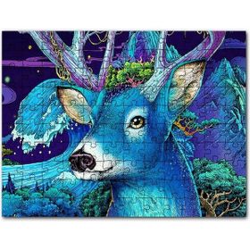 Cakapuzzle Mor Yeşil Çiçekler Flu İp ve Makas Arkaplan Mdf 255 Parça Puzzle
