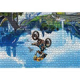 Cakapuzzle Motokrosçular Ters Görünüm Sürreal İllüstrasyon 120 Parça Ahşap Puzzle