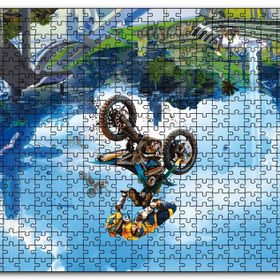 Cakapuzzle Motokrosçular Ters Görünüm Sürreal İllüstrasyon Mdf 1000 Parça Puzzle