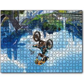 Cakapuzzle Motokrosçular Ters Görünüm Sürreal İllüstrasyon Mdf 120 Parça Puzzle