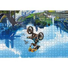 Cakapuzzle Motokrosçular Ters Görünüm Sürreal İllüstrasyon Mdf 500 Parça Puzzle