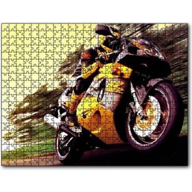 Cakapuzzle Motor Sporları Sarı Motosiklet Görseli 500 Parça Puzzle
