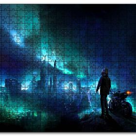 Cakapuzzle Motorcunun Gece Şehir Gökyüzü Işıkları Manzarası Mdf 1000 Parça Puzzle