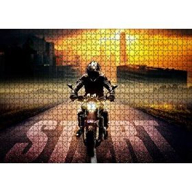 Cakapuzzle Motorsikletli Adam Günbatımı ve Gökdelenler 120 Parça Ahşap Puzzle