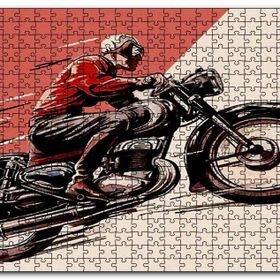 Cakapuzzle Motosiklet ve Sürücüsü Eksizi Görseli Mdf 120 Parça Puzzle