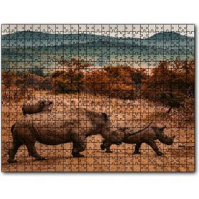 Cakapuzzle Muhteşem Boynuzlu Gergedan ve Yavrusu Mdf 1000 Parça Puzzle