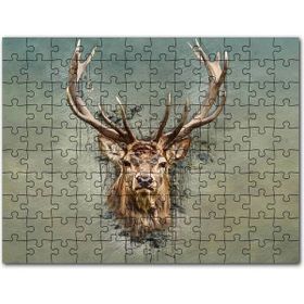 Cakapuzzle Muhteşem Boynuzlu Geyik Yeşil Zemin Mdf 500 Parça Puzzle