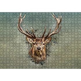 Cakapuzzle Muhteşem Boynuzlu Geyik Yeşil Zemin Mdf 500 Parça Puzzle