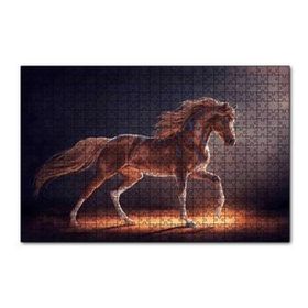 Cakapuzzle Muhteşem Kahverengi Aygır ve Mavi Desenleri 120 Parça Ahşap Puzzle