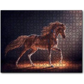 Cakapuzzle Muhteşem Kahverengi Aygır ve Mavi Desenleri Mdf 1000 Parça Puzzle