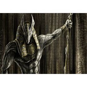 Cakapuzzle Muhteşem Kaslarıyla Anubis ve Asası 120 Parça Ahşap Puzzle