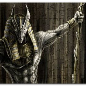 Cakapuzzle Muhteşem Kaslarıyla Anubis ve Asası Mdf 1000 Parça Puzzle