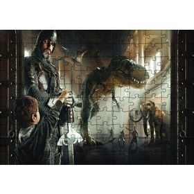 Cakapuzzle Müzede Bir Gece Çocuk Şövalye Dinozor ve Mamut Mdf 120 Parça Puzzle