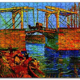 Cakapuzzle Nehir Çamaşır Yıkayan Kadınlar ve Köprü Mdf 1000 Parça Puzzle