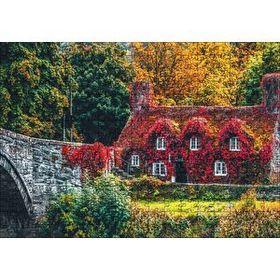 Cakapuzzle Nehir Köprüsü ve Sonbahar Renkleriyle Kaplı Ev Mdf 255 Parça Puzzle