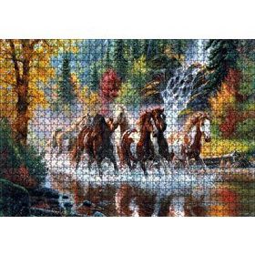 Cakapuzzle Nehirde Koşan Yaban Atları Mdf 1000 Parça Puzzle