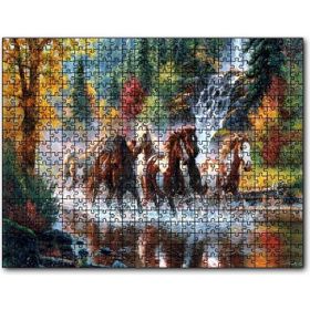Cakapuzzle Nehirde Koşan Yaban Atları Mdf 500 Parça Puzzle