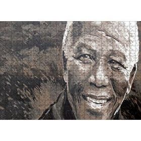Cakapuzzle Nelson Mandela Yağlı Boya Siyah Beyaz 120 Parça Ahşap Puzzle