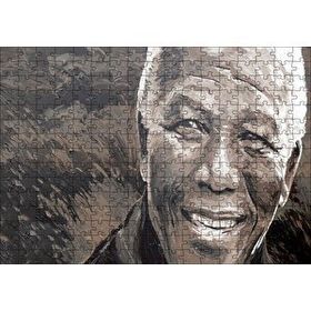 Cakapuzzle Nelson Mandela Yağlı Boya Siyah Beyaz 120 Parça Ahşap Puzzle
